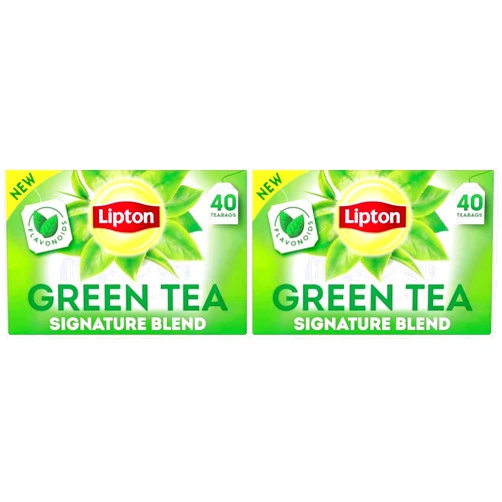 Lipton Green Tea Bags, 40 Count, Pack of 2 | Unsweetened | Contains Caffeine | With Flavonoids
