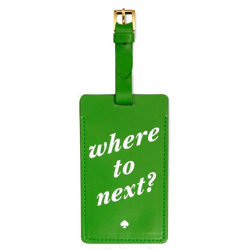 Kate Spade New York Vegan Leather Luggage Tag for Women, Durable Suitcase ID Tag, Where to Next
