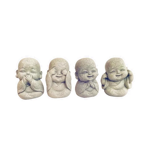 LWDUDE Small Buddha Statue to Inspire Wisdom, 4-in-1 Buddha Statue Set for Spiritual, Feng Shui, Zen and Indoor/Outdoor Decor - Cute Buddha Statue for Home, Aquarium and Asian Garden Decor