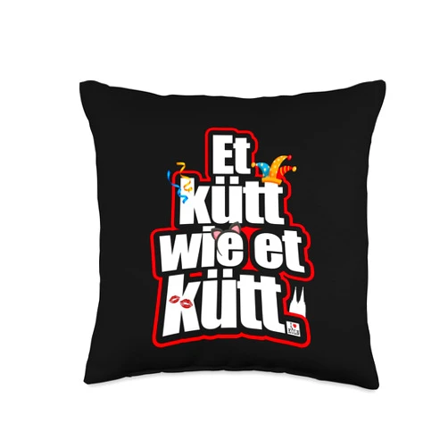 Beautiful Cologne Sayings For Köln Lovers Cologne Wie Et Kütt Germany Cathedral Kölsch Quote Throw Pillow, 16x16, Multicolor