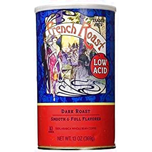 TJ's Trader Joe's Low Acid French Roast Whole Bean Dark Roast Coffee 13 oz (Pack of 2)