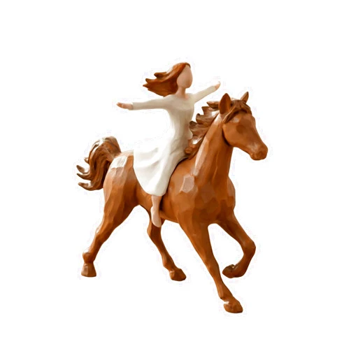 Generic Handmade Resin Girl Riding Horse Figurine, Horse Resin Statue with Hand-Carved, Girl and Horse Riding Statue Figurine, Horse Figurines Gifts for Girls Women Equestrian Lovers Home Decor (Brunette)