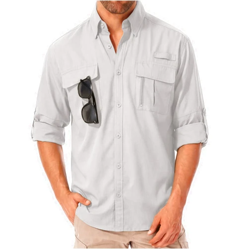 Yanpipe Safari Shirts for Men for Africa UV Sun Protection Lightweight Quick Dry Moisture Wicking for Hiking Fishing Travel Outdoor