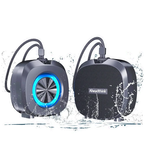 Aheadthink Bluetooth Speaker, Portable Wireless Bluetooth Speaker, IPX5 Waterproof Speaker, Bluetooth5, RGB Color Lights, Loud Stereo Sound, Bass, TWS Pairing, Suitable for Party, Home, Outdoor, long player.