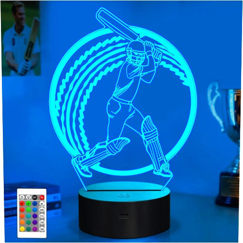 OkiyiD Cricket Gifts for Boys, Cricket Ball 3D Illusion Lamp Night Light with 16 Colors Remote Control, Cricket Accessories Stuff Gift for Boys Men Athletes Birthday Xmas Decor
