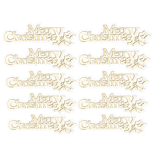 WildWave 10Pcs Wooden Ornament Xmas Tree Hanging Cutouts Tags Pendant Decor for Christmas Decorations(Merry Christmas Sign)