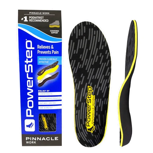 PowerStep Insoles, Pinnacle Work, Work Boot Arch Support, Insoles for Standing All Day, Arch Support Orthotic for Men