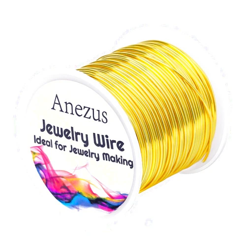 Anezus 18 Gauge Jewelry Wire for Jewelry Making, Anezus Craft Wire Tarnish Resistant Copper Beading Wire for Jewelry Making Supplies and Crafting (18 Gauge, Brass Gold)