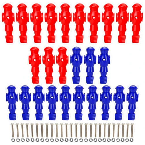 Marsrut 26PCS Foosball Men, Soccer Player Set - Plastic Replacement Parts for Football Table (13 Red, 13 Blue)