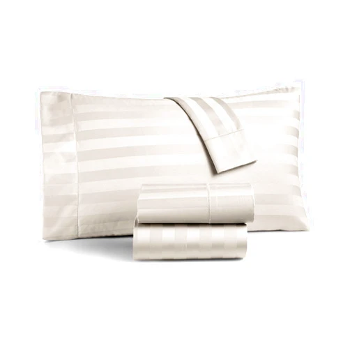 Club Room Charter Club Damask Stripe Queen 4 Pieces Sheet Set, 550 Thread Count Supima Cotton Ivory