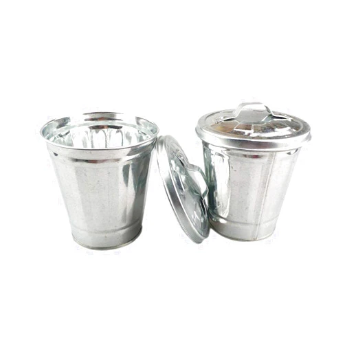 AITING Mini Trash can & Iron Garbage can Pencil Cup Holder 2pcs (Silver)