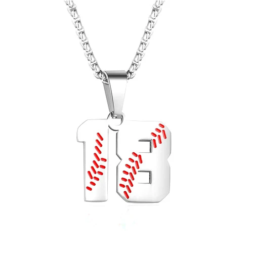 ZRAY Inspiration Baseball Jersey Number Necklace Stainless Steel Charms Number Pendant for Men Women