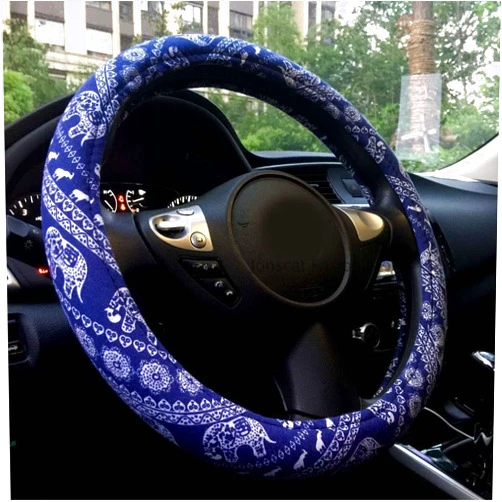 Mayco Bell Men's Automotive Ethnic Flax Cloth Cute Elephant Universal Car Steering Wheel Cover Elephone