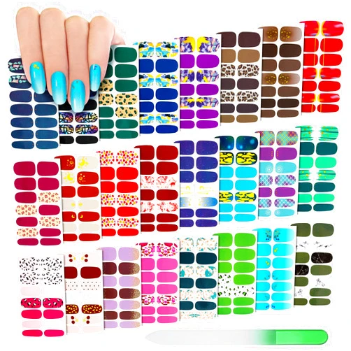 Maitys 336 Pieces 24 Sheets Full Wrap Nail Polish Stickers Nail Strips Self-Adhesive Gel Nail Strips Art Decals with Nail File for Home Women Girls DIY Nail Decorations (Gradient Style)