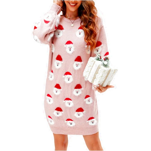 LUBOT Ugly Christmas Sweaters for Women Cute Fuzzy Funny Wintertime and Holiday Parties Knitted Pullover Sweater
