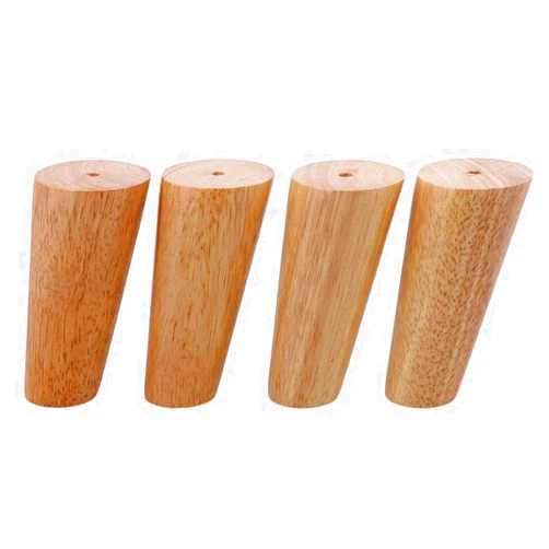 Vvlo 4Piece 12cm Height Wood Color Oblique Tapered Reliable Wood Furniture Cabinets Legs Sofa Feets with Screws and Mats