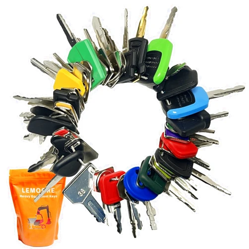 LEMOORE 50 Heavy Equipment Keys Master Set, Construction Ignition Key for Cat Caterpillar Case JD John Deere Hyster Komatsu Kubota Yanmar Daewoo Takeuchi Ford New Holland Volvo JCB and More