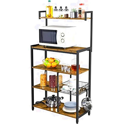 DOCEN Kitchen Bread Rack with Wire Basket and Storage Rack