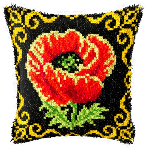 LAPATAIN Latch Hook Kits for DIY Throw Pillow Cover,Flower Needlework Cushion Cover Hand Craft Crochet 17x17inch