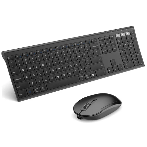 VssoPlor Bluetooth Keyboard Mouse, Multi-Device Wireless Keyboard and Mouse Combo, Dual-Mode(Bluetooth + Bluetooth + USB), Ultra Slim, Rechargeable, for Windows/Mac OS (Black)