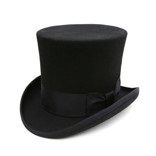 Ferrecci Wool Felt Top Hat /18 Colors/with Grosgrain Ribbon and Removable Feather- Unisex, Men, Women