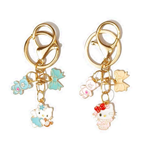 Sailorsunny 2 Pack Pop Anime Cat Keychains Women Kawaii Purse Charms Pack, Cute Friendship Gift Couple Keychains Enamel Janpan Cartoon Cat Lucky Bag Charms For Women