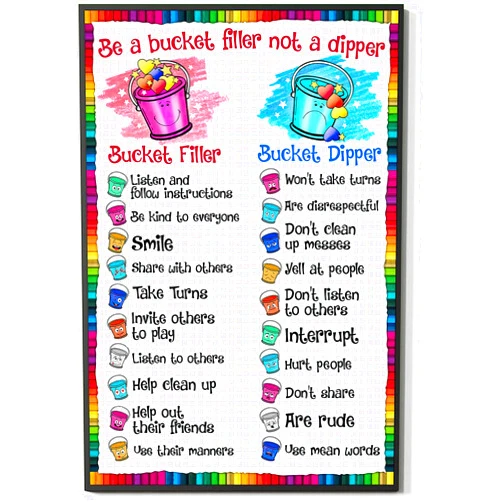 Nichpedr Bucket Filler Metal Aluminum Signs Be A Bucket Filler Not A Dipper Posters Preschool Education Plaque Decorations Home Classroom Room Wall Decor 8x12 Inch