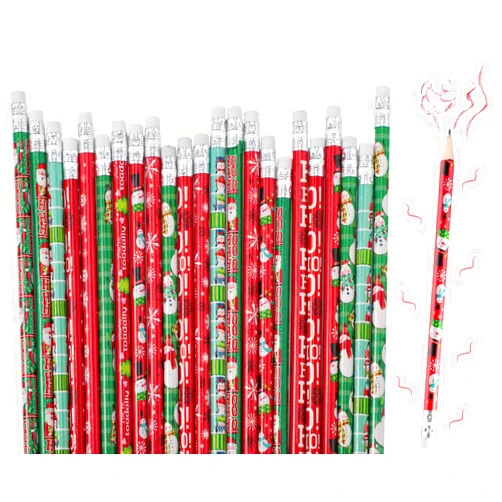 Marspark 48 Pieces Scented Pencils Christmas Pencils Fruit Fragrance Holiday Pencils for Kids, Winter Pencils with Santa Snowflake Snowman Christmas Pencils and Erasers for Xmas Present Party Favors Supplies
