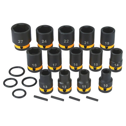 Klutch 1/2in. Drive Impact Socket Set, Metric, Chrome Molybdenum, 14 Pcs.