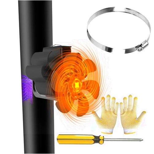 ABUNRO Magnetic Fireplace Fan, 6 Blades Fireplace Fan for Wood/Fireplace/Stove Pipe, Quiet Fireplace Fan Powerless, Stove Fan for Fireplace, with 2 Magnets and 1 x Spare Part Ring