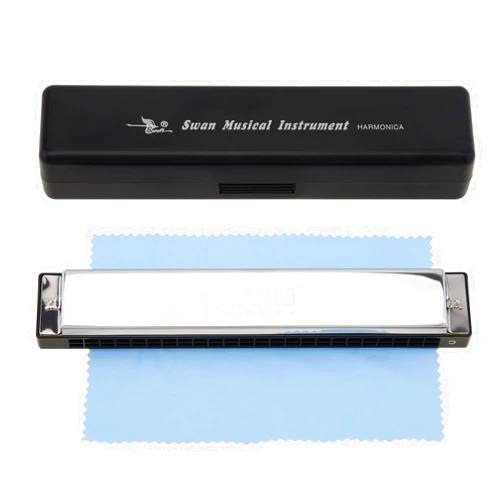 OriGlam Blues Professional Harmonica key of C, 24 Holes Blues Harp Mouth Organ Diatonic Harmonica with Case For Adults, professionals, beginners and students