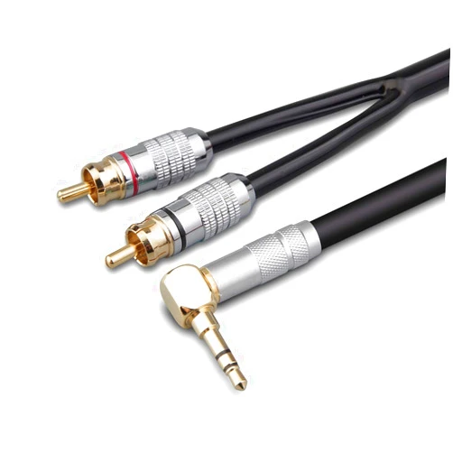 Primda Primeda Audiophile Audio Cable Stereo 3.5mm Male to 2 RCA Male Hi Fi for MP3,CD Speakers,Home Theater,HDTV (Right angle 3.5mm (6 Feet))