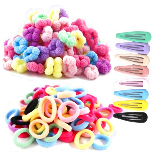 WDGROW Toddler Hair Accessories,200-210pcs No Damage Soft baby Hair Ties With Clips, Age 0-8, Mini SizeHair Bands for Infant, Girls Tiny Hair Elastics, Candy Color, Cotton, Ponytail Holders