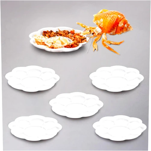 DQITJ 6 Pcs Hermit Crab Food Bowl 10 Compartments Small Water Dish for Hermit Crab Tarantula Snail (White)