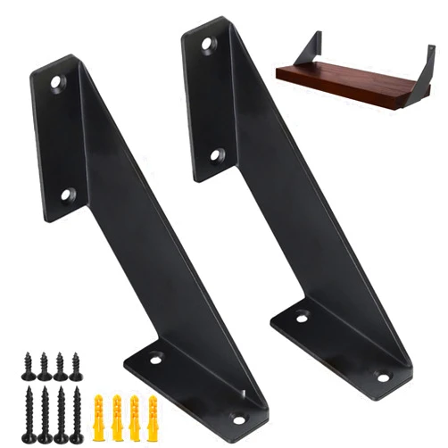 AGUMARK 2-Pack of 6-Inch Heavy-Duty Angle Shelf Brackets for Floating Shelves | Sleek and Decorative Wall Mounts – includes Screws and Wall Plugs