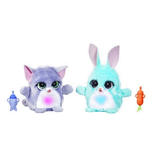 FurReal Fuzzalots Kitty and Bunny Color Change Interactive Feeding Toy, Lights and Sounds, Ages 4 and Up