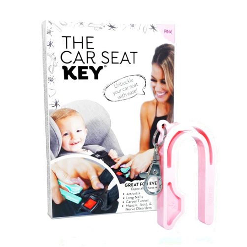NAMRA The Car Seat Key - Original Car Seat Key Chain Buckle Release Tool - Easy Unbuckle Opener Aid for Nails, Parents, Grandparents & Older Children by NAMRA Made in USA (Pink)