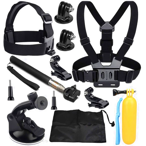 VVHOOY Action Camera Accessories Kit Compatible with AKASO EK7000 Brave 4 GoPro Hero 13 12 11 10 Brave 7 LE APEMAN DBPOWER Osmo Dragon Touch, Chest Mount Suction Cup Selfie Stick Head Strap