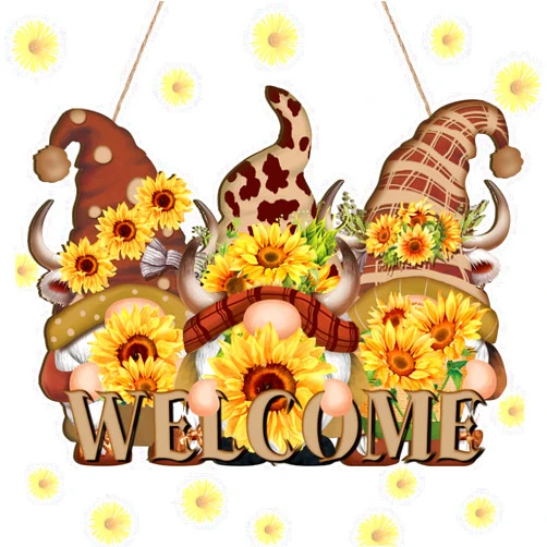 Jetec Sunflower Welcome Wood Door Hanger 15 Inch Large Wooden Flower Sign Inspirational Wall Porch Art Summer Fall Front Door Wreath Hanging for Bedroom Living Room Indoor Outdoor Kitchen Home Decor