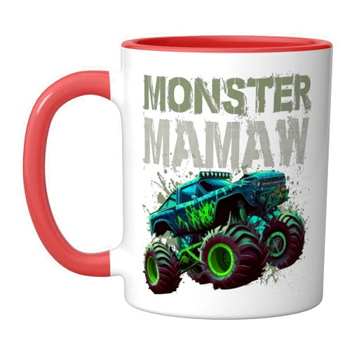 Monster Truck Family Mamaw Apparel Mother's Day Monster Truck Mamaw Family Matching Monster Truck Lovers Ceramic Mug, Red/White