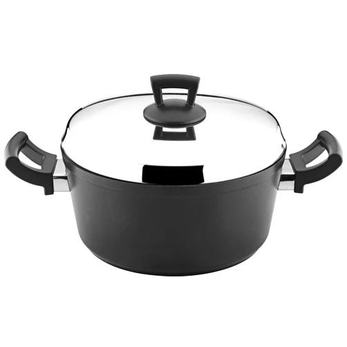 Hascevher Cast Aluminum Nonstick Stockpot with Stainless Steel Lid Cookware, 7.5 Quart, Black hg7.5