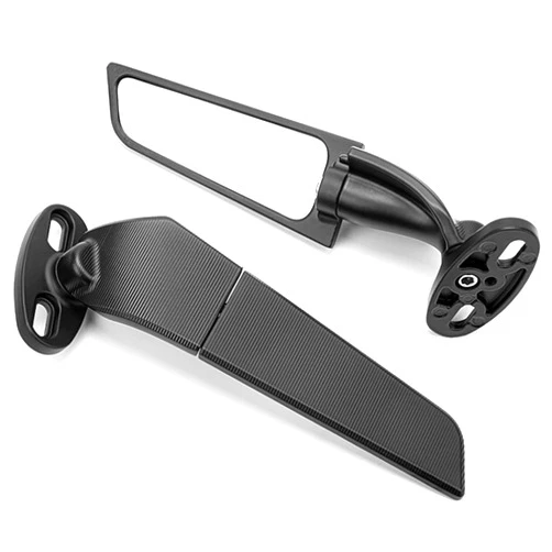 YOBEYI Racing Motorcycle Mirrors,Modified Motorcycle Aerodynamic Wing,Adjustable Rotating Side Mirrors with Wide Viewing Angle Fit for Honda Kawasaki Suzuki Yamaha (Large)