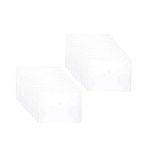 YESSART 9x7 Clear Plastic Envelopes Hook Loop Closure Receipt Stickers Storage Holder 20 Pack
