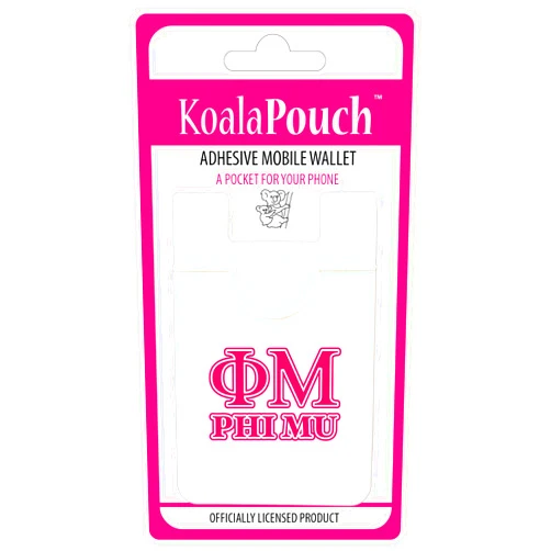 Sorority Shop Phi Mu - Koala Pouch - Adhesive Cell Phone Wallet with Phi Mu Greek Letter Design