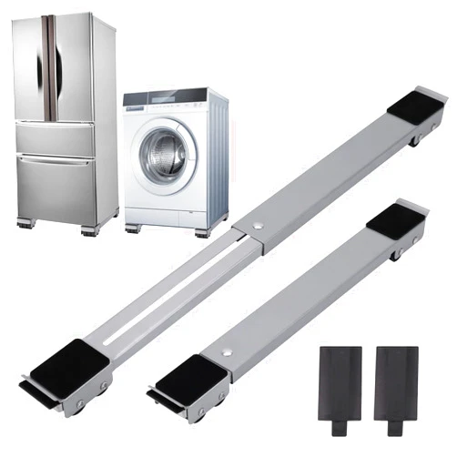 Lswteiz 2Pcs Extendable Appliance Furniture Dolly Mobile Roller, Heavy Duty Adjustable Washing Machine Mobile Rolling Base, Metal Movable Bracket for Refrigerator Washing Machine Dryers Diswashers Base, Grey