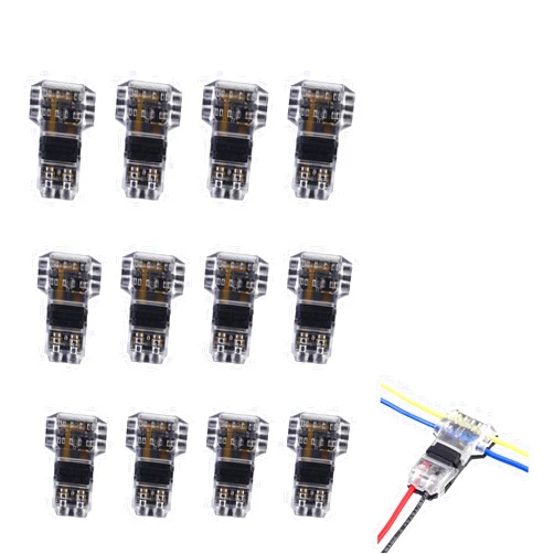Mavelovs T Tap Wire Connectors for 14-18 AWG, Self-stripping Wire Connectors 3 Way 2 Pins, Quick Wire Splice Connectors, Solderless Low Voltage and High Voltage Wire Connectors 12 Pack