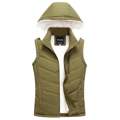 Pursky Women's Winter Vest Sherpa Fleece Lined Puffer Vest Warm Lightweight Sleeveless Jackets With Removable Hood