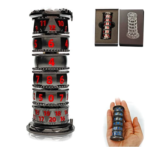 FLUEFOWL Dragonstone Keep Roulette Dice Spinner for DND Dice Set, Dragon Metallic D&D Dice with Gift Case for Dungeons and Dragon Game, RPG Role Playing Table Game Gifts (Black-red)