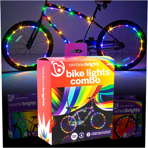 Brightz RainbowBrightz LED Bike Wheel Lights and Frame Lights Combo Pack - Colorful Rainbow Lights - Includes Two Bike Wheel Lights & One LED Bike Frame Rope Light - Last for up to 48+ Hours