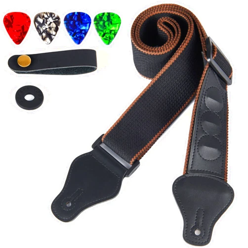 WOGOD Guitar Strap - Acoustic Electric Guitar Straps,Bass Guitar Strap with 3 Guitar Picks Holder Ends